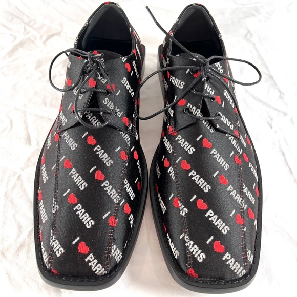 BALENCIAGA I Love Paris Men's Black Canvas Laces Up Marked as 42 9US - Picture 9 of 14